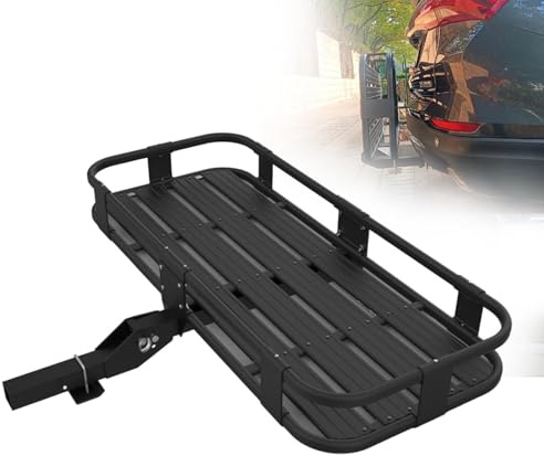 Portaequipajes de Enganche Cesta Trasera Plegable para Portaequipajes de Enganche de Aleación de Aluminio para Coche SUV Camping y Viajes(100x50cm)