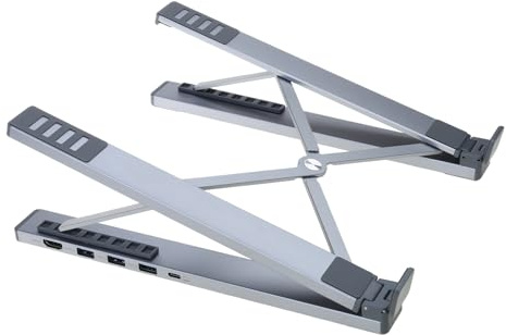 Estación de acoplamiento multifuncional de aluminio para portátiles, transferencia rápida de datos, uso compartido de pantalla, base extendida con múltiples soportes, soporte versátil para una mayor