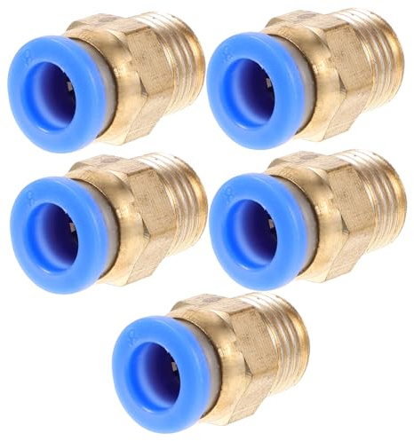 ULTECHNOVO 5 pièces Raccords Pneumatiques Filetage Mâle X Tube Push-in Connecteurs Rapides Abs et Cuivre pour Tuyau Air Compressé Installation Facile et Étanche