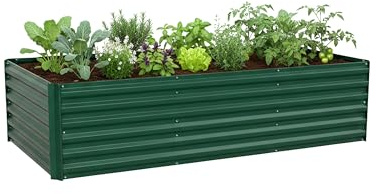 Relaxdays Aiuola rialzata, metallo zincato, per fiori, piante e ortaggi, HxLxP: 57 x 240 x 90 cm, per giardino, verde
