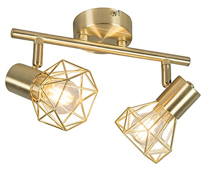 Qazqa Moderno Plafón Art Deco orientable oro - MOSH 2 Acero Alargada Adecuado para LED Max. 2 x 40 Watt