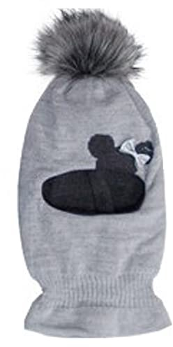 AJS Mädchen Schlupfmütze Wintermütze Ballonmütze Beanie für Mädchen 3-6 Jahre alt, 50-54 cm Kopfumfang, sehr dehnbar in 9 Farben (Hell - grau/Dunkel-grau ... H)