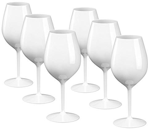 DoimoFlair Weingläser Kunststoff bruchsicher Weiß 51 cl Set 6 Stück | Weinbecher, Sektgläser, Plastik
