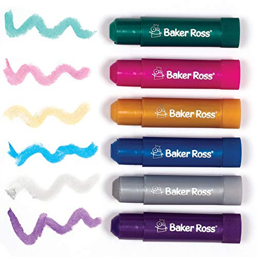 Baker Ross AW948 Metallic Poster Paint Sticks, Arts and Crafts for Kids (Pack of 6), Assorted