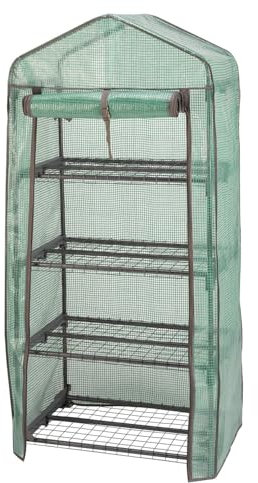 Garden Mile 4 Tier Mini Greenhouse - Portable Rust-Resistant Small Greenhouse with Steel Frame & PE Cover, Freestanding Balcony & Patio Cold Frame for Plants, Herbs & Tomatoes