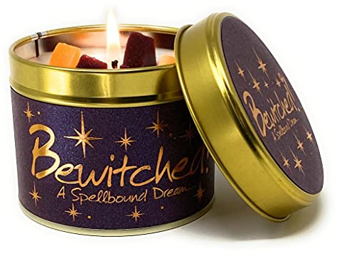 Lily Flame Bewitched Candle Tin - Sparkling, Hedonistic Blended Scent in a Deep Purple Shimmering Package - Cruely Free and Vegan Friendly!