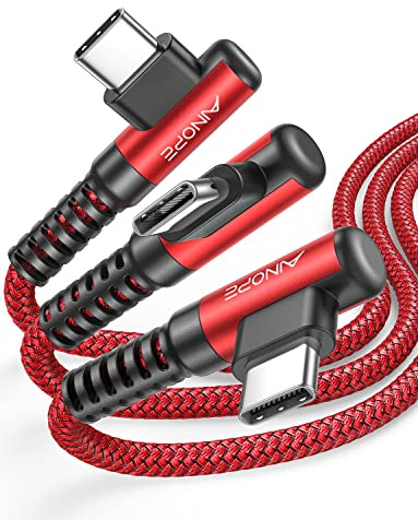 AINOPE USB-C-auf-USB-Kabel, 3 Stück, 1 m, 2 m, 3 m, 3,1 A, USB-Schnellladekabel, rechtwinklig, langlebiges Nylon-geflochtenes USB-C-Ladekabel, kompatibel mit Galaxy S21, S20 Plus, Note 20, 10, 9, Moto