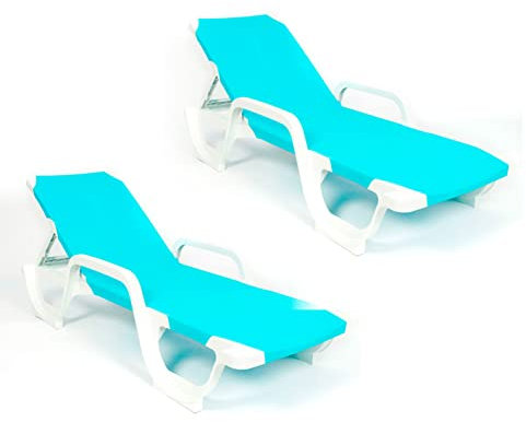 Lote 2 Tumbonas Lena Reciclable.para jardín, Patio, Piscina, Playa, terraza, áticos... Mobiliario para Interior y Exterior (Turquesa)