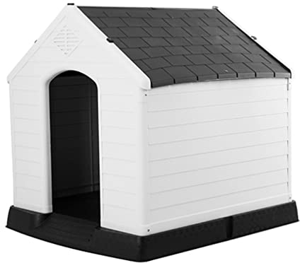Hundehütte Großes Hundehaus Mit Lüftungslöchern, Allem Wetter Im Freien Indoor-Kunststoff wasserdichte Katze Und Hundehaus Haustierschutz (Color : Grey, Size : 101x96x108cm)
