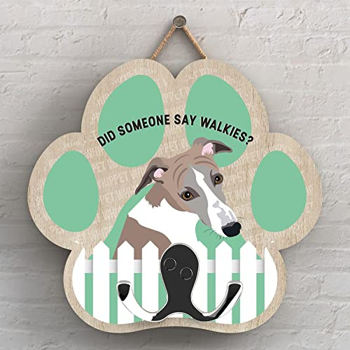 Global Designs WHIPPET OF KATE PEARSON DOG BREED ILLUSTRATION PAWPRINT LEAD HOOK