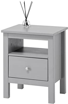 hagge home Skandinavisch Holz Beistelltisch Nachttisch Holztisch Wohnzimmertisch Schlafzimmertisch 45x37 cm Höhe 55 cm Grau
