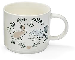 Cooksmart British Designed Stacking Coffee Mug | Ceramic Coffee Mugs for Home or Work | Large Mugs for Hot Drinks | Tea and Coffee Cups - Country Animals