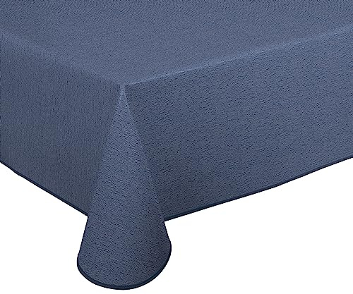 BEAUTEX Wachstuchtischdecke abwaschbar Leinenstruktur Blau Oval 140x190 | Wasserundurchlässig, pflegeleicht, strapazierfähig, für Küche, Esszimmer, Balkon & Garten, ideal zum Basteln mit Kindern