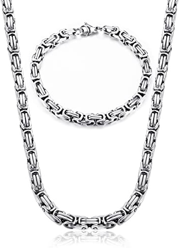 CASSIECA 2 st halsband för män armband rostfritt stål bysantinskt halsband för män armband för pojkar kvinnor punk halsband kedja 6/8 mm