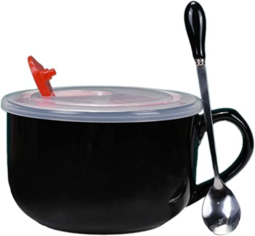 Instant-Nudelsuppenschüssel, Reisbehälter-Schüssel. 740 ml einfarbige Nudelschüssel mit Deckel, Schüssel mit Griff, Suppentasse mit Deckel, rot - ohne Deckel (Farbe: Bianco, Größe: mit Deckel) (Farbe: