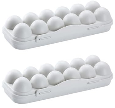 HAKIDZEL 2pcs Shatterproof Egg Storage Box Lid for Refrigerator Grey Material for Kitchen and Fridge Organization