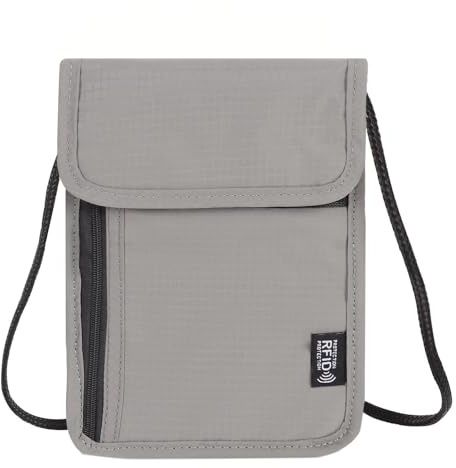 PINEPAN Brustbeutel Unisex Reisetasche mit RFID-Schutz Wasserdichter Reisepass-Taschen-Organizer Maximale Sicherheit für Smartphone und Reisedokumente Grau Business
