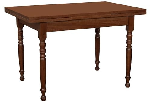 Vicentini arreda TAVOLO DA CUCINA IN LEGNO ALLUNGABILE ARTE POVERA NOCE SCURO MOD DUETTO GAMBE TORNITE (120x80 (200))