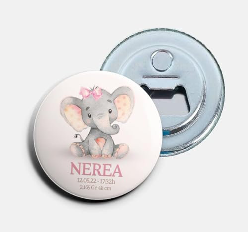 Chapas Abrebotellas con imán personalizadas para Bautizos | Elephant (25)