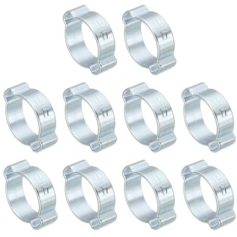 PATIKIL 30 Pacco 14-17mm Fascetta Stringitubo Doppio Attacco Acciaio Zincato Crimpare cerchi per Tubatura Tubo Raccordi Connessioni Argento Tono