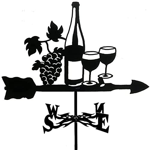 Girouette de jardin en forme de bouteille de vin, girouette en métal pour cour, indicateur de direction du vent avec revêtement antirouille pour décoration de jardin et de ferme, girouette de cour en