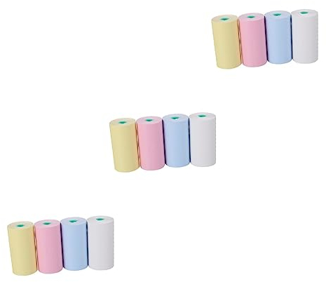 LALAFINA 12stücke Farbige Thermodruck Aufkleberrollen Selbstklebendes Thermopapier Für Klare Druckqualität Starke Haftung Einfache Handhabung Pro Rolle Gemischte Farben
