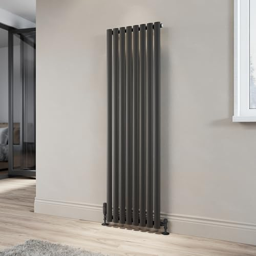 ELEGANT 1600x480mm Modern Vertical Radiator Anthracite Oval Single Panel Designer Radiator Heater
