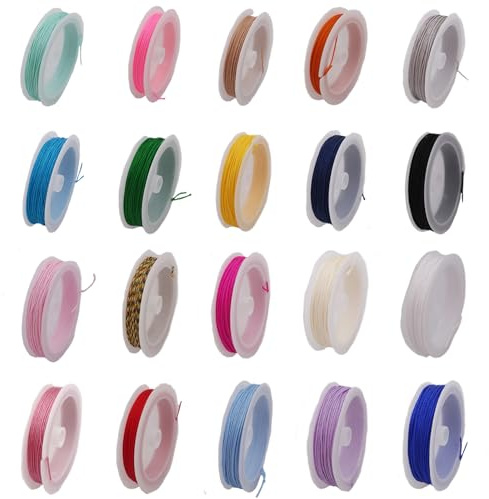 Eterspr 20 Farben Faden Geflochtene, Zierkordel, Makramee Garn, für Makramee Freundschaftsarmband, Schmuck, Handwerk, Haarschmuck Weihnachten Ornament, 0,8mm x 10m/0,03in x 32,81ft(Bunt)