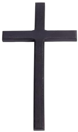 HOBBIESAY Wood Wall Cross 9.8 Inch Black Wooden Cross Hanging Decoration Catholic Crucifix Wall Mounted Ornament Baptism Gifts Holy Cross Religious Décor Cross Confirmation Cross Gift