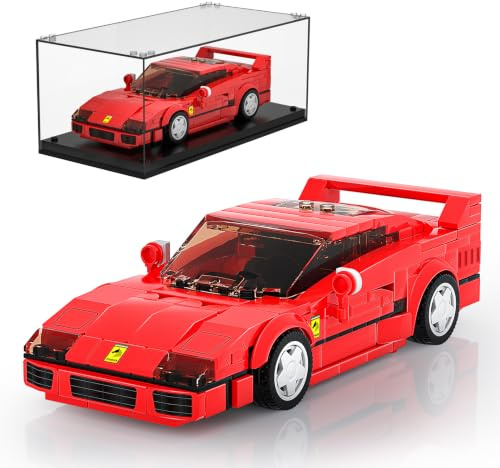 Mould King 27038 Technik Speed Champion Auto Bausteine F40 Rennwagen Klemmbausteine Sportwagen Bauspielzeug mit Acryl Vitrine Modellautos zum Sammeln (338 Teile)