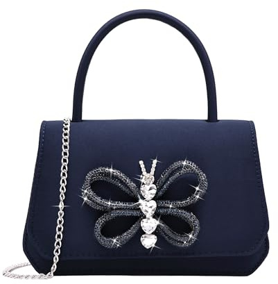 Milisente Women's Clutch Bag with Top Handle Silk Wedding Evening Handbag | Faux Silk, Magnetic Closure, Detachable Chain. Elegant Purse for Prom Cocktail Party