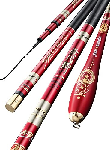 TUANZUN Teleskoprute,Angelrute,Fishing Stipprute Carp Rute Carbon Angelrute Carbon Ultraleichte und Slim Rod 28 Ton Angelrute 2.7/3.9/4.8/5,4 Meter Angelrute(5.4 m)