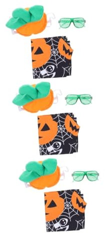 HANABASS 3sätze Dekorativen Hundekopfaccessoires Für Halloween Teiliges Katzenbandana Mit Brille Und Kürbisdesign Kostüm Für Haustiere Und Katzenliebhaber