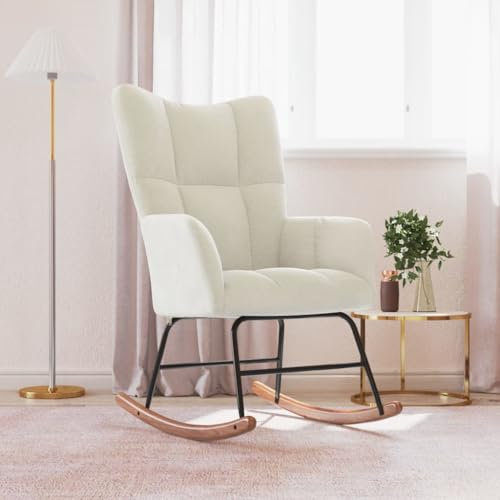 Willood Wilood Schaukelstuhl Sessel Relaxsessel Schaukelsessel Wohnzimmersessel mit Samt Creme
