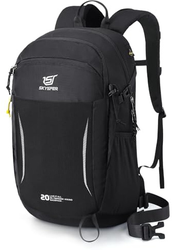 SKYSPER Hiking Backpack 20L Travel Rucksack Small Bag Back Pack Lightweight Daypack Carry on Bag for Men and Women (Black)