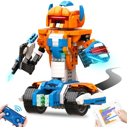 Apitor Robot X: 12-in-1 Programmierbarer Roboter für Jungen, STEM Robotik Spielzeug zum Programmieren und Lernen mit Scratch, Roboter Bausatz mit App-Fernbedienung, Geschenke für Kinder ab 8 Jahre