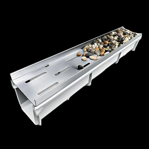 Canaletta Scolo Acqua Piovana Robusto Canale di Scolo per Il Cortile, Fossato di Drenaggio Esterno con Tubo in Resina e Griglia in Acciaio Inox, Canale Decorativo da Giardino da 100 Cm(W15cmxH20cm(5 7