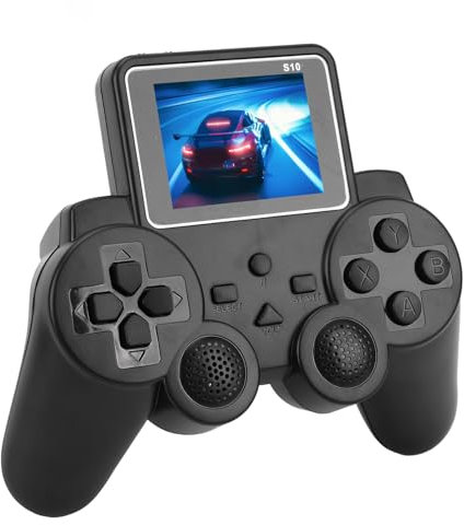 VELATEMOR Handheld Gamepad with 3inch Screen, Thumb Grips Handheld Game Console, Rechargeable Portable Gaming System, Multiple Games, with AV Cable for TV Connection, Plug & Play
