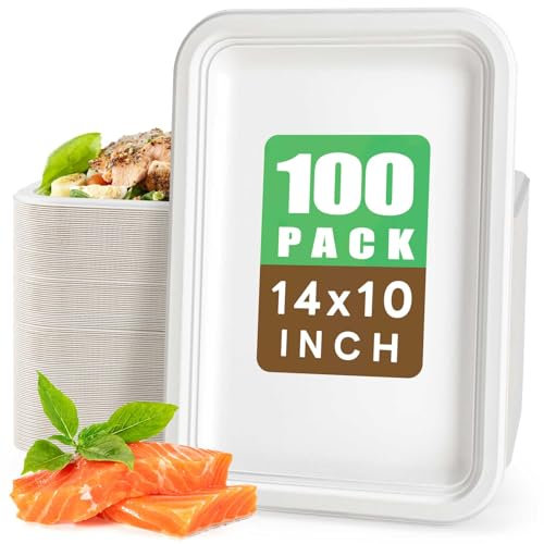 Gezond 100 Pack 14 Inch Disposable Food Trays Crawfish Trays Heavy-Duty