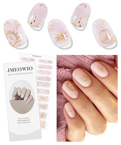 JMEOWIO Autocollant Ongles Gel UV Étoile Lune Gel Nail Stickers Semi-durci Stickers Ongle Deco Ongle Nail Art Design Manucure