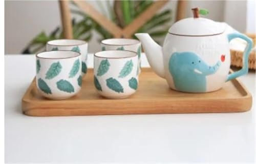 Teteras Cafeteras Juego De Té De Viaje Juego Tazas Tetera Hueso Para El Hogar, Juego Té Flores, La Leche, Juego Café Coreano Dibujos Animados Animales, Conejo, Elefante, Juego Café Cerámica Teteras y