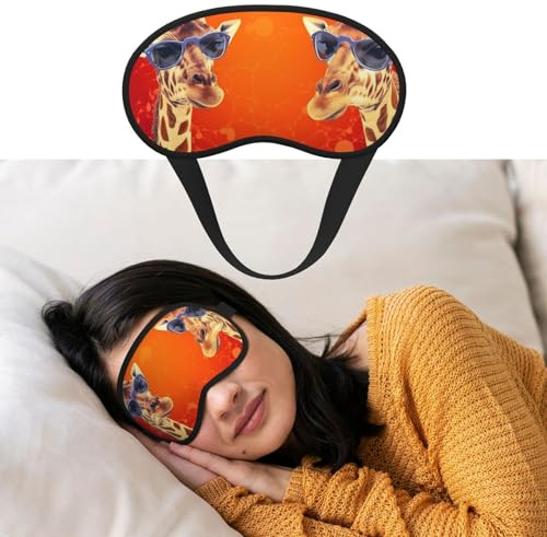 Augenmaske zum Schlafen, atmungsaktiv, lichtblockierend, Schlafmaske, Giraffe, mit Sonnenbrille, Nacht-Augenbinde, weich, bequem, Nacht-Augenschutz, für Damen und Herren, Augenabdeckung für Nickerchen