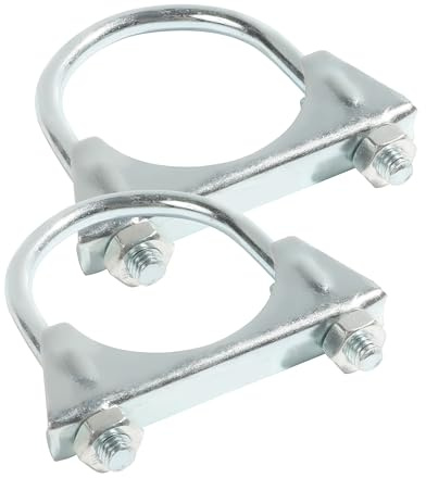 Flaconi 2PCS Bügelschelle für Auto,Auspuffschelle Verzinkter Stahl Rohrschellen,Rohrbügelschelle mit Mutter Platte U-Bolzen für Rohrverbindungen,Wird in Abgasrohreinlass und Auslass (45mm)