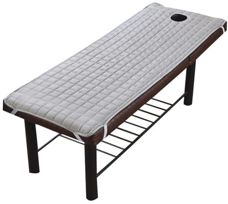 HUDFVIOI Materasso per Lettino da Massaggio Coprimaterasso Antiscivolo for Lettino da Massaggio Spa, Lenzuolo con Foro for Il Viso, for Salone di Bellezza(Grey,Size L)
