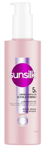 Sunsilk, Siero Luminous 100, Siero Capelli Senza Risciacquo, 5% Luminous Complex con Glycol&Vitamina C, Fino al 100% più Brillanti*, Sigilla le Cuticole, Luminosità Effetto Specchio,200ml
