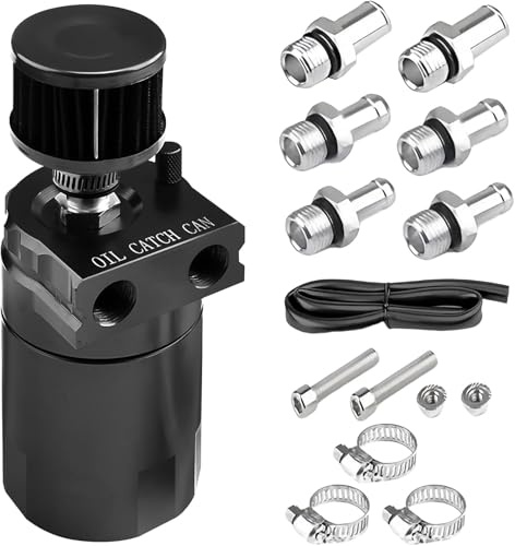 Aicharynic Réservoir de récupération d'huile avec filtre à air, canne à huile de 400ml, réservoir de récupération d'huile en aluminium, réservoir à huile, réservoir de voiture avec accessoires, tuyau