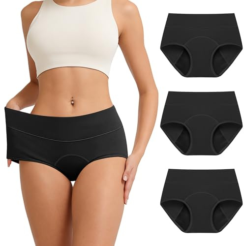 TANSTC Period Pants for Women, Leakproof Period Underwear Pack of 3
