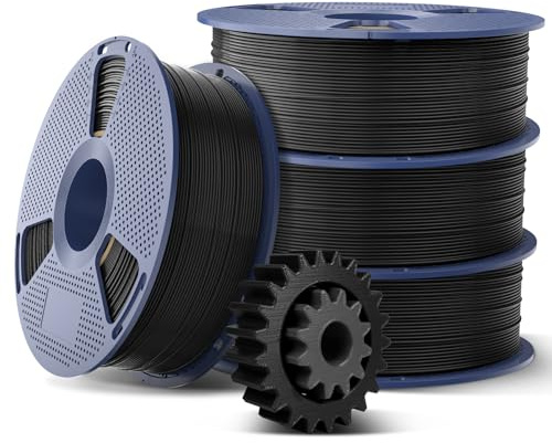 SUNLU 4KG High Speed ABS Filament, 350mm/s Rapid ABS 3D Printer Filament 1.75mm, Heat Resistance, Excellent Toughness, Fast Printing, Compatible with 99% FDM 3D Filament Printer, 1KG Spool, Black*4.