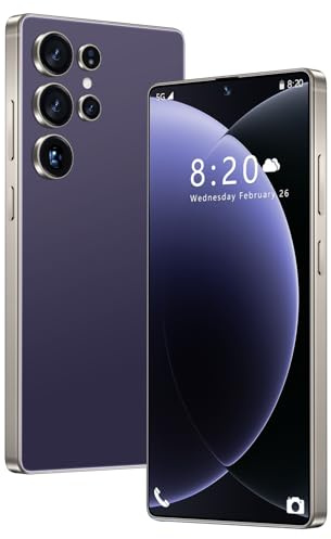 Smartphone S26 Ultra sbloccato 5G con penna integrata, 16GB RAM, 1TB ROM, telefono cellulare Incell HD da 7,3 pollici con schermo intero, batteria a lunga durata da 8000mAh doppia SIM,Purple-1TB