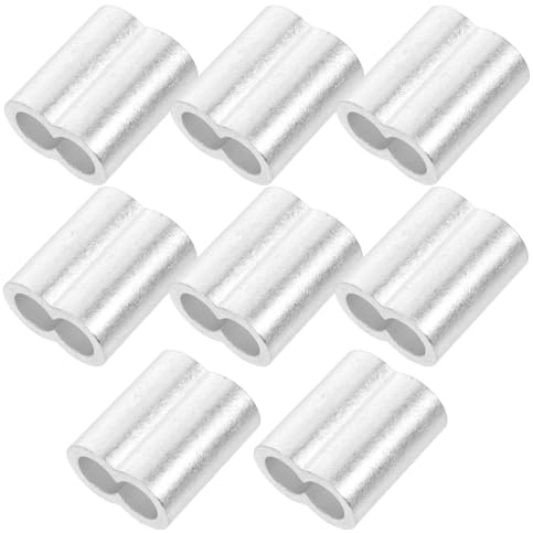 POPETPOP 8 piezas Manguitos de Presión Ovalados de Aluminio para Cables de Diseño Doble Orificio para Sujeción Segura Resistentes y Duraderos para Conexiones Estables de Cables de Acero